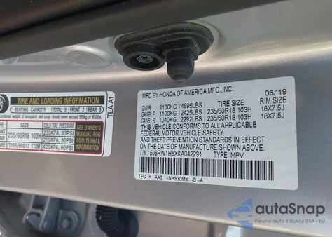 2019 Honda Cr-V Ex из США, поврежденный, VIN 5J6RW1H5XKA042291